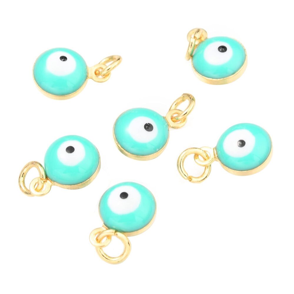 7133 Evil Eye Charms Alloy Enamel Real 18K Gold Plated Charms Lucky Turkish